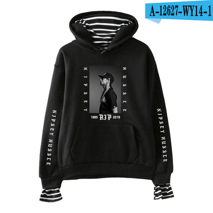 Nipsey Hussle Hoodie Rap Singer Trend False Two-Piece Sweaters