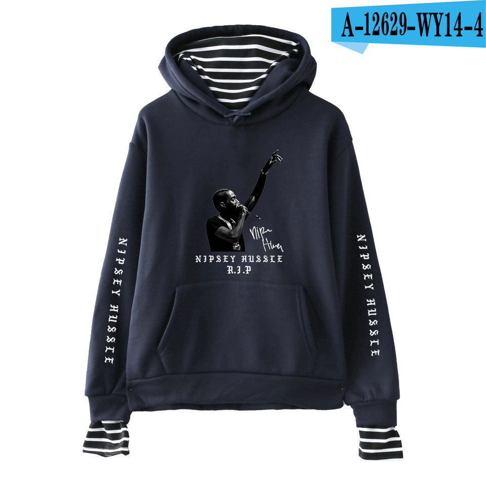 Nipsey Hussle Hoodie Rap Singer Trend False Two-Piece Sweaters