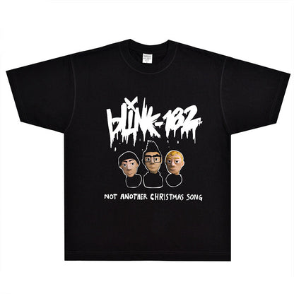 Rock Star T Shirt Blink-182 Not Another Christmas Song T-shirt Rock Band American Street Short Sleeve