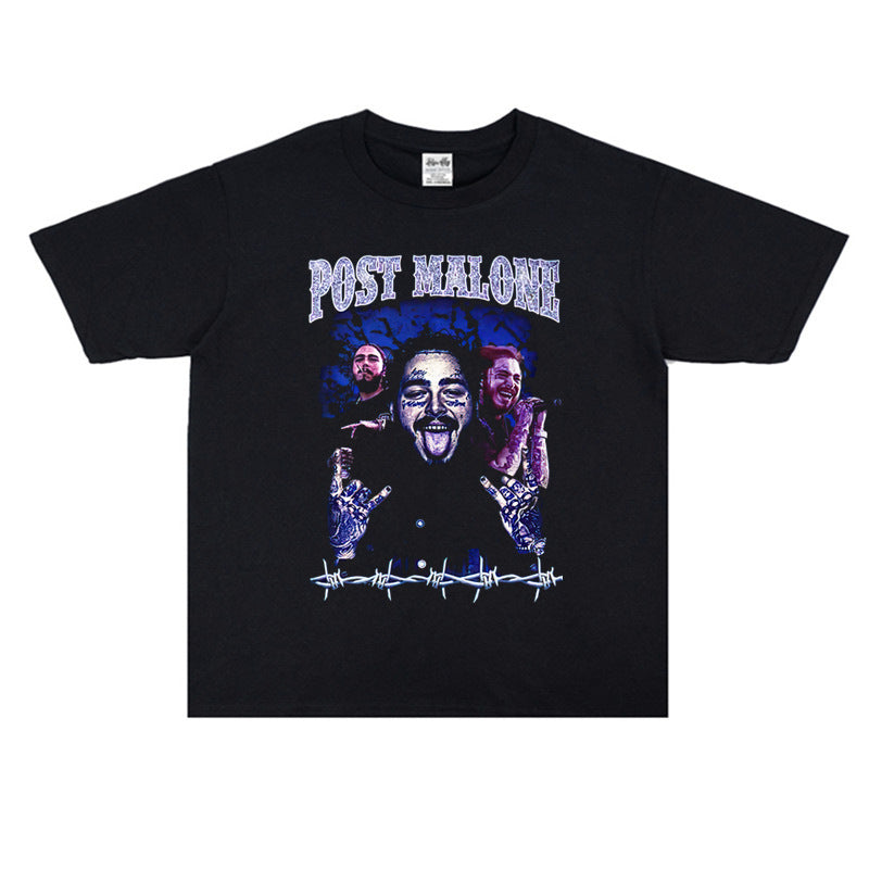 Rock Star T Shirt Post Malone Fashion Brand Personalized Printed Cotton T-shirt Short Sleeve round Neck Loose
