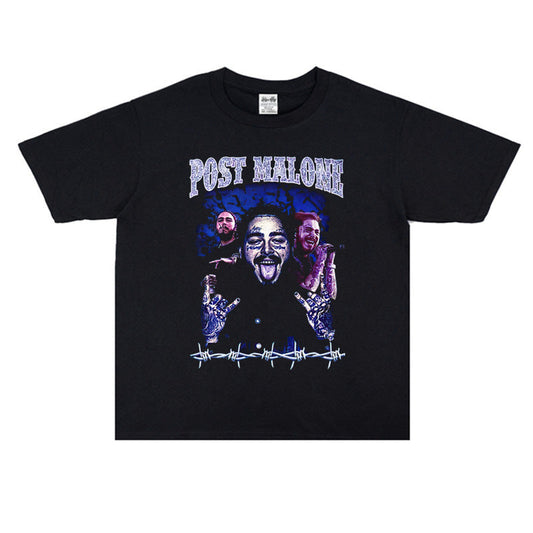 Rock Star T Shirt Post Malone Fashion Brand Personalized Printed Cotton T-shirt Short Sleeve round Neck Loose