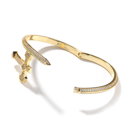 Bracelet Sword of Justice Bracelet Copper Zircon Full Diamond Trend Armament Jesus Pieces Spectrum