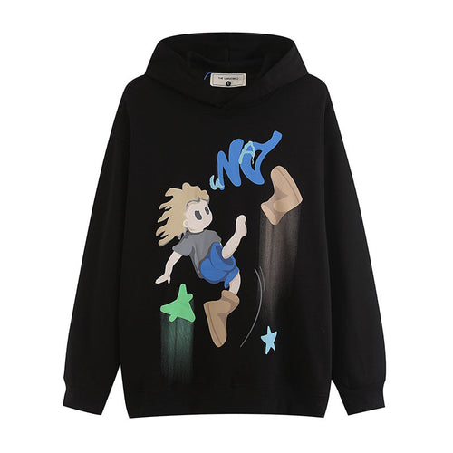 Men Hoodie Hip Hop Cartoon Puff Print Couple Hooded Sweater