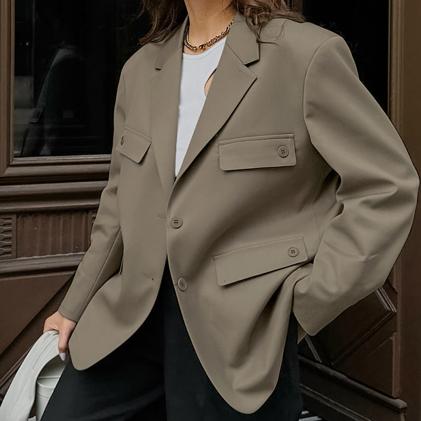 Women Trench Coat Casual Suit Jacket Female Retro