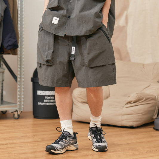 Men Shorts Outdoor Work Clothes Multi-Pocket with Belt Loose
