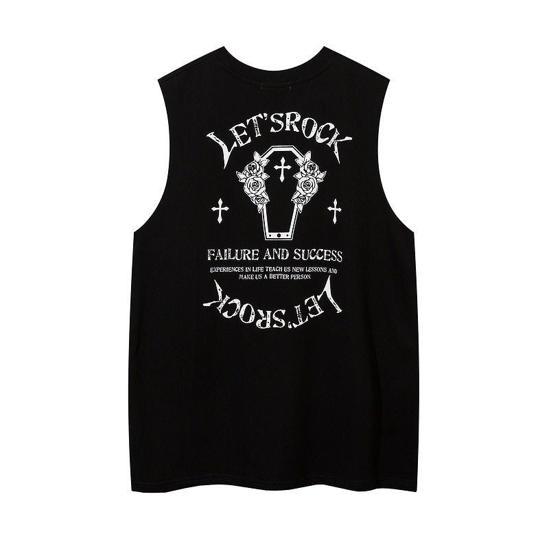 Men Vest Printed Sports Vest Loose Sleeveless T-shirt