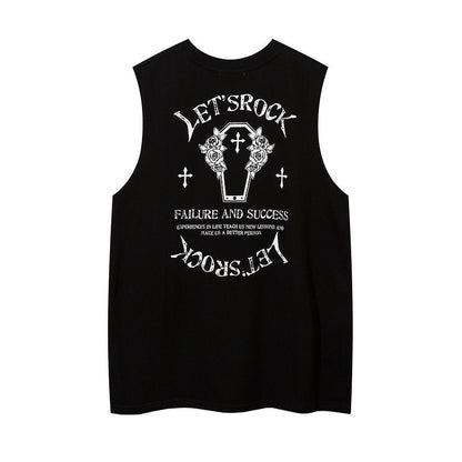 Men Vest Printed Sports Vest Loose Sleeveless T-shirt