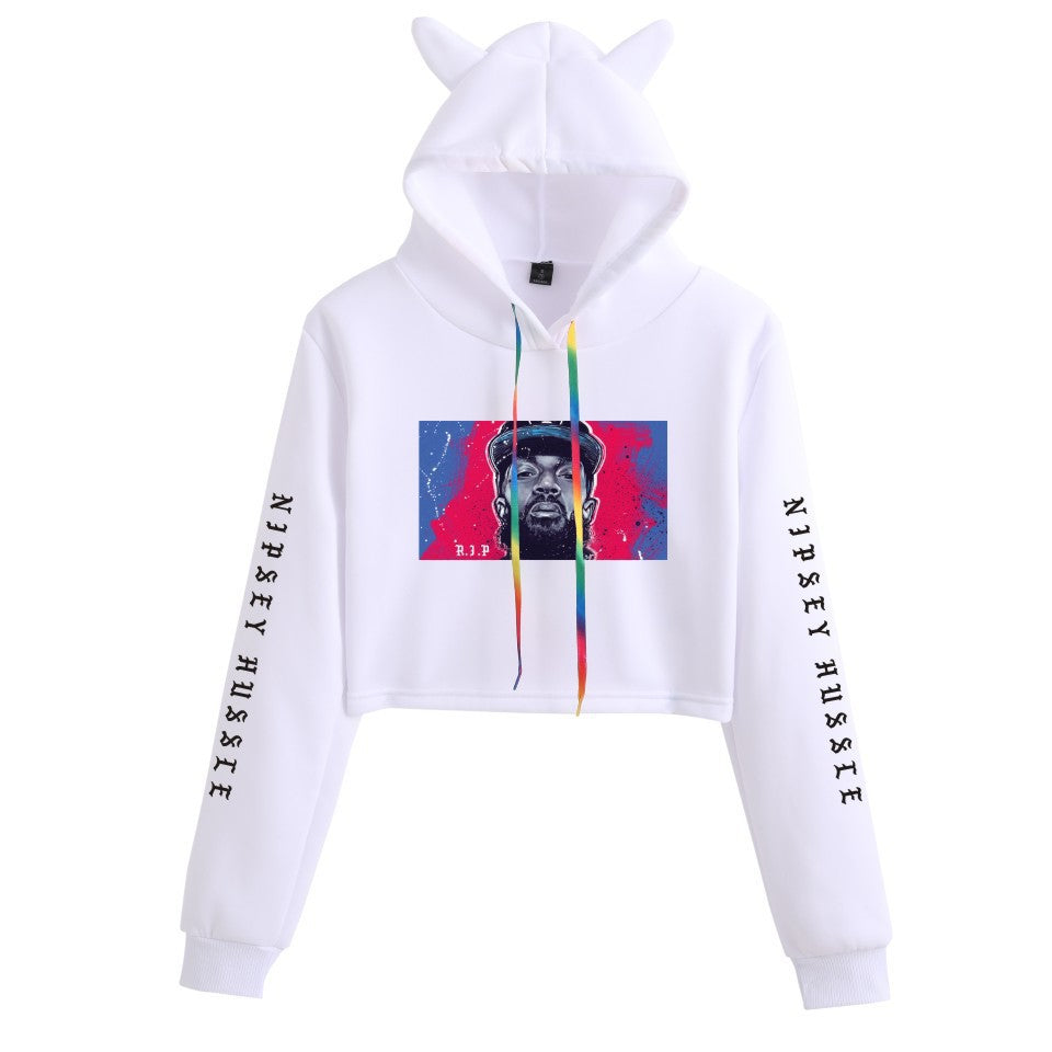 Nipsey Hussle Hoodie Rap Loose Cat Ears Sweater for Women