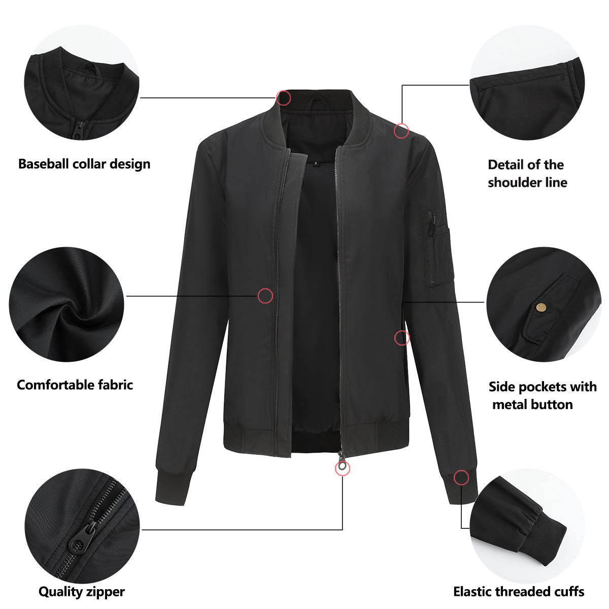 Women's Trench Coat Spring and Autumn Thin Flight Jacket Women's Casual Long Sleeve Coat Women's Loose Lapel Baseball Uniform