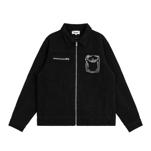 Men Jacket Coat Spring and Autumn Baggy Coat Men's Line Embroidery Jacket