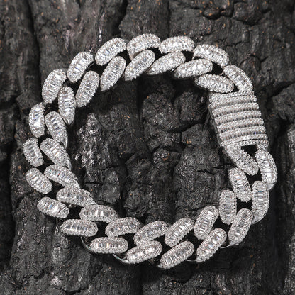 Bracelet 14MMT Square Zircon Hip Hop Cuban Chain Bracelet Spectrum St. Valentine's