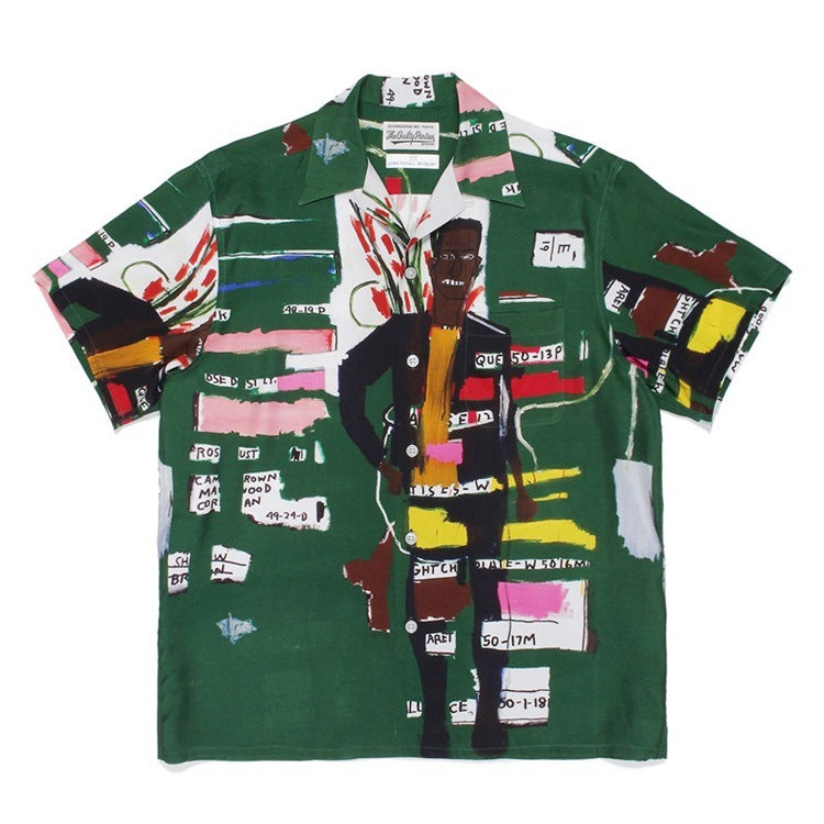GUILTYPARTIES TIGER Shirts Joint Japanese Basquiat Graffiti Short Sleeve Flower Shirt