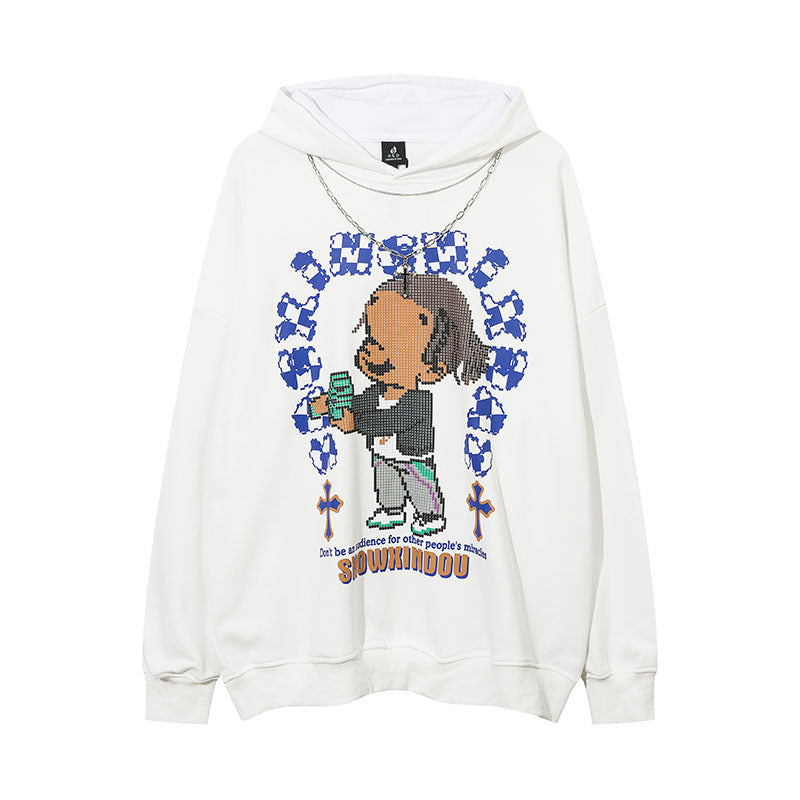 Men Hoodie Hiphop Cartoon Hooded Sweatshirt Men and Women