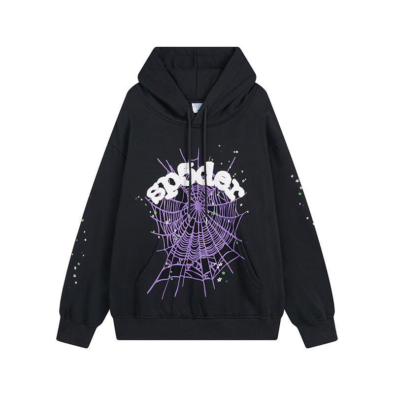 Sp5der Hoodie Spider Web Puff Print Leisure