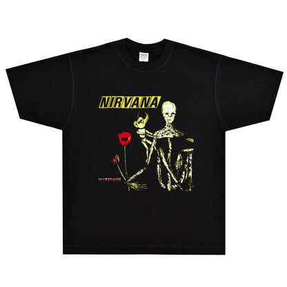 Rock Star T Shirt T-shirt Nirvana Band Rock American Style Loose Vintage Short Sleeve