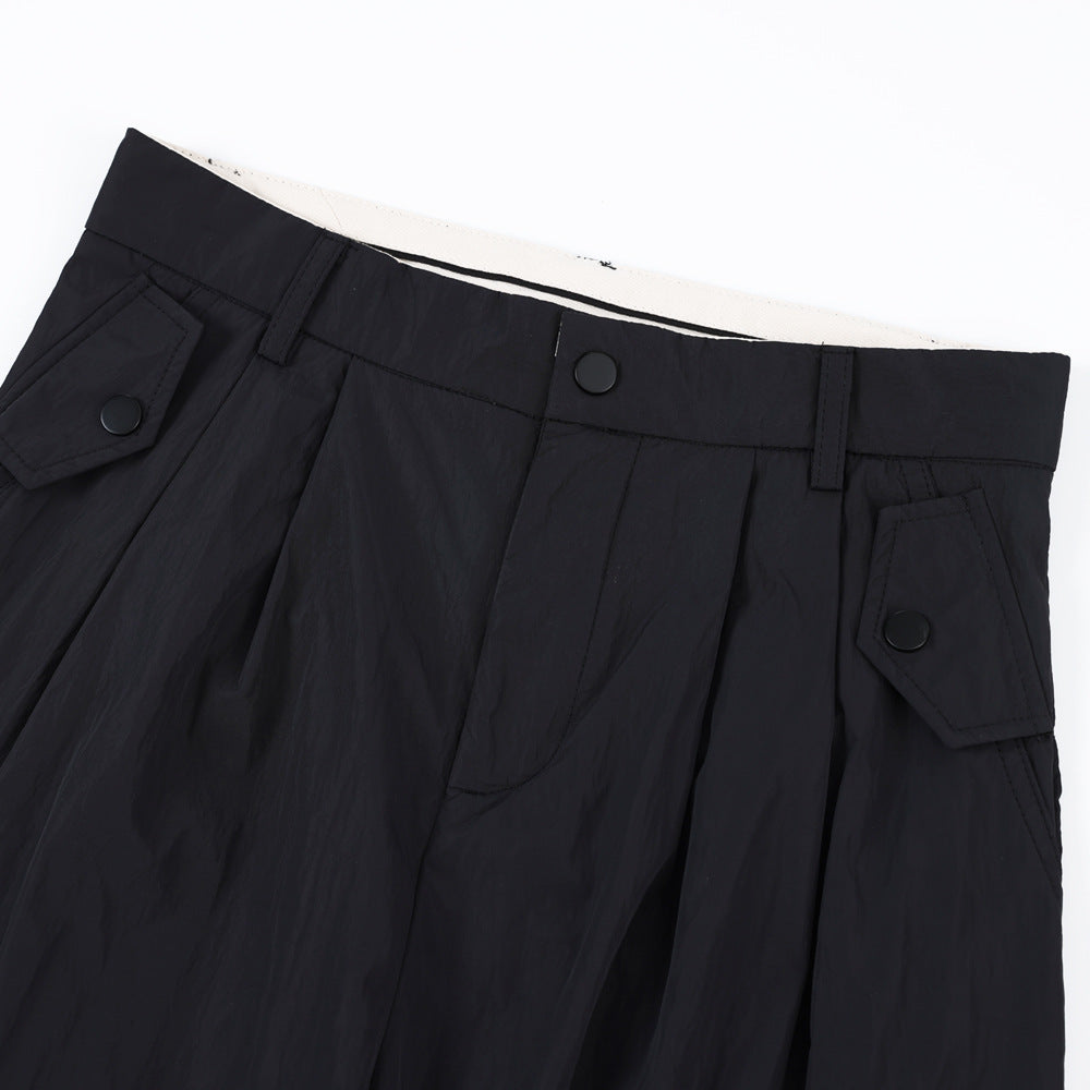 Men Sweatpants Loose Multi-Pocket Streamers Wide Leg Casual Trousers