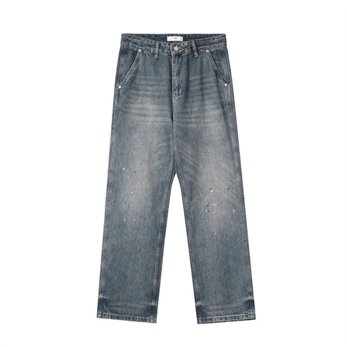Men Jeans Splash-Ink Loose Distressed Wide Leg