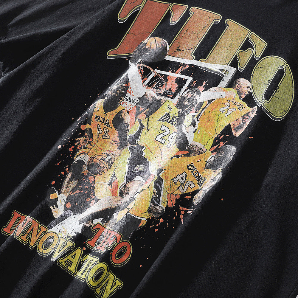 Men Vintage T-Shirt Printed Short-Sleeved T-shirt Men's Summer Loose
