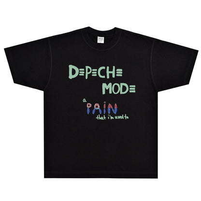 Rock Star T Shirt Depeche Mode T-shirt Rock American Retro Street Loose Baggy Trendy Men's Printed Short Sleeve