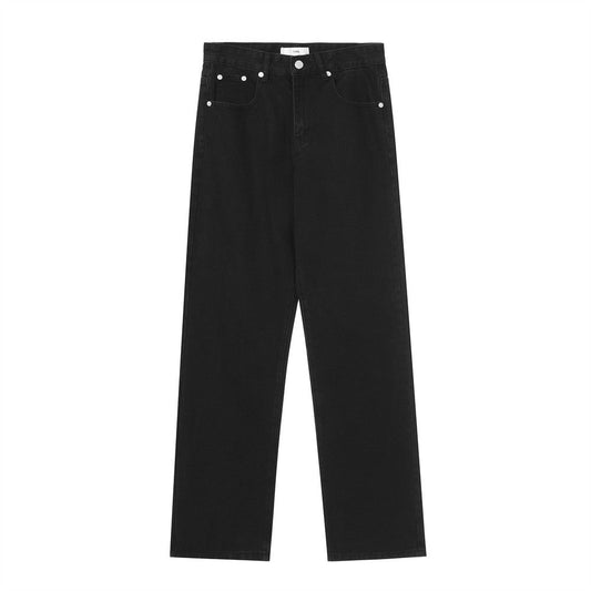 Men Jeans Solid Color Loose Casual