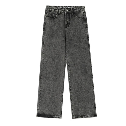 Women Pants Flanging Letter Embroidered Jeans Straight-Leg Pants