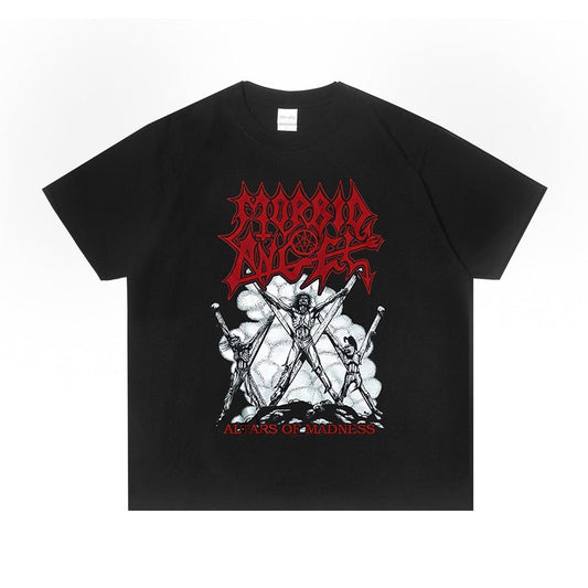 Rock Star T Shirt European and American Morbid Angel Band Morbid Angel Is Rock Print T-shirt Short Sleeve Loose