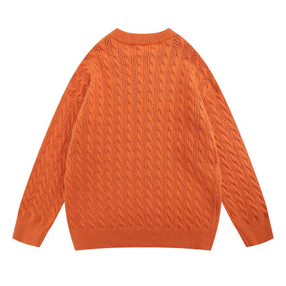 Women Sweater Cartoon round Neck Sweater College Style Loose Knitted Top