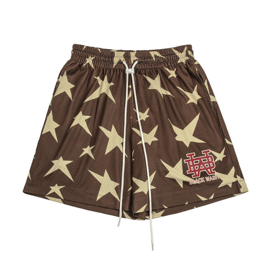 Men Shorts Five-Pointed Star Summer Thin Breathable Quick-Drying Sports Mesh