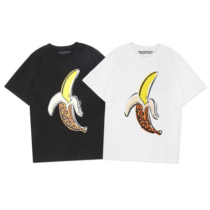 Palm Angle T Shirts Leopard Banana Pattern Loose