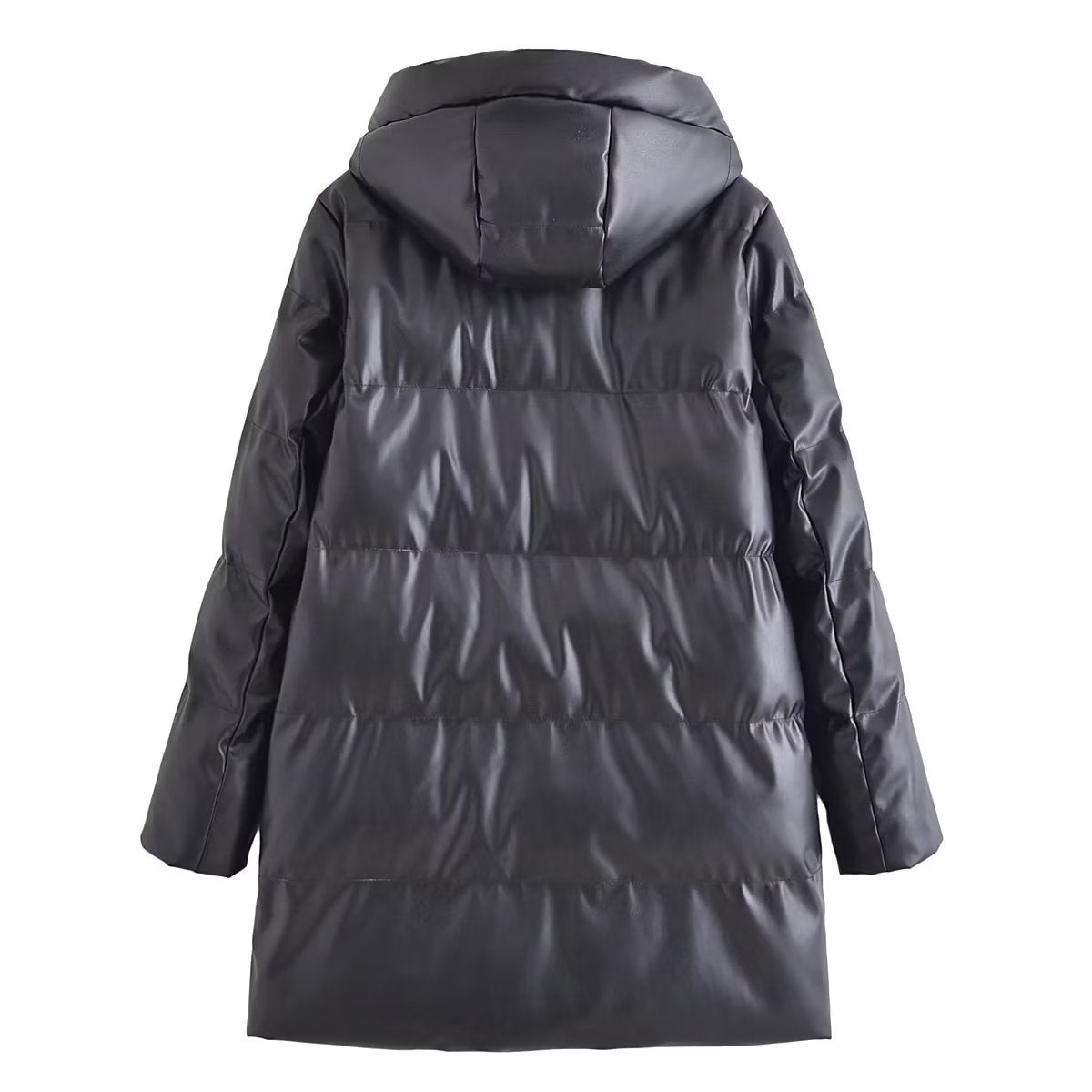 Women Cotton Coat Warm PU Leather Jacket