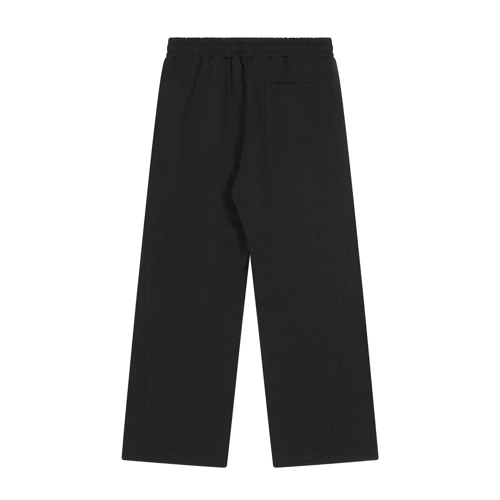 Men Sweatpants Solid Color Simple Exercise Casual Pants Straight Wide Leg Sweatpants
