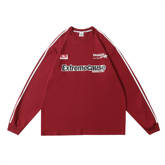 Men Long Sleeve T-Shirt Striped Bottoming Shirt Loose Leisure Sports