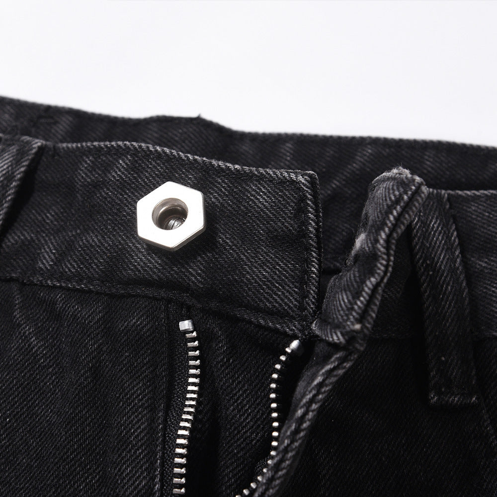 Men Jeans Stitching Straight Casual Distressed