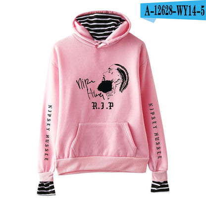 Nipsey Hussle Hoodie Rap Singer Trend False Two-Piece Sweaters