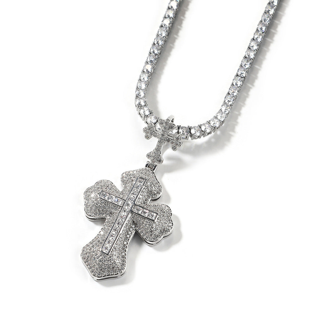 Jewelry ins Wind Cross Hip Hop Necklace Men's and Women's Copper with Zircon Egypt Pieces Crosses St. Valentine's Spectrum