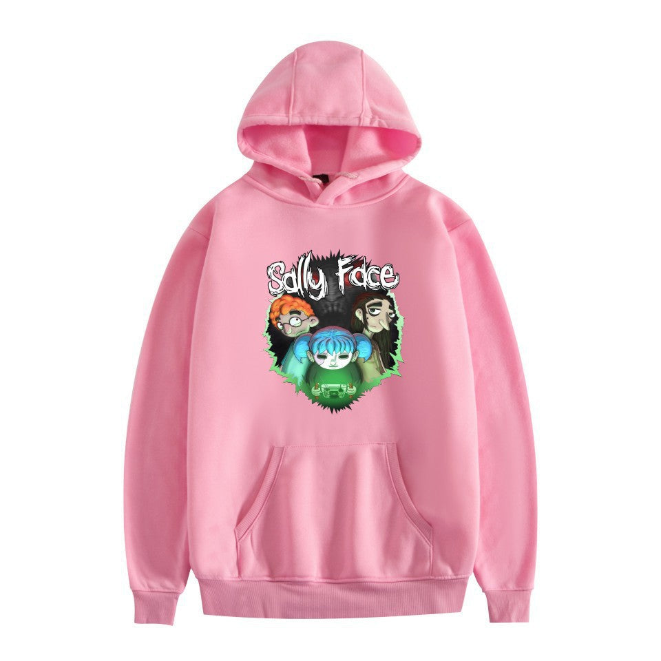 Sally Face Hoodie Fleece-Lined Sally Face Character Print