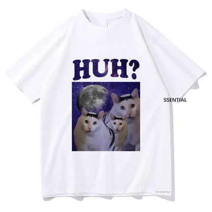 Kawaii Huh Meme Cat T Shirts Funny Men/women T Shirts