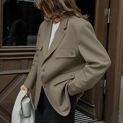 Women Trench Coat Casual Suit Jacket Female Retro
