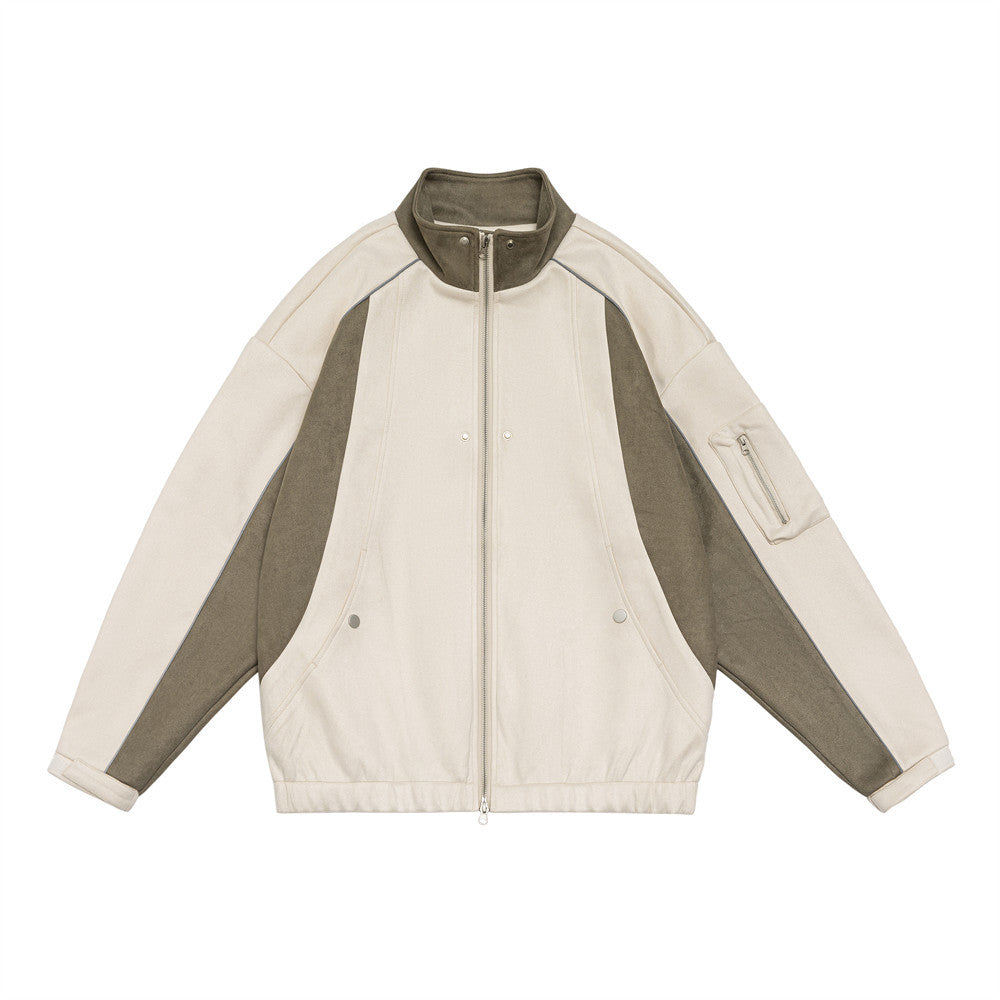 Men Jacket Coat Stitching Contrast Color Coat Men's Casual Loose Flight Jacket Autumn and Winter