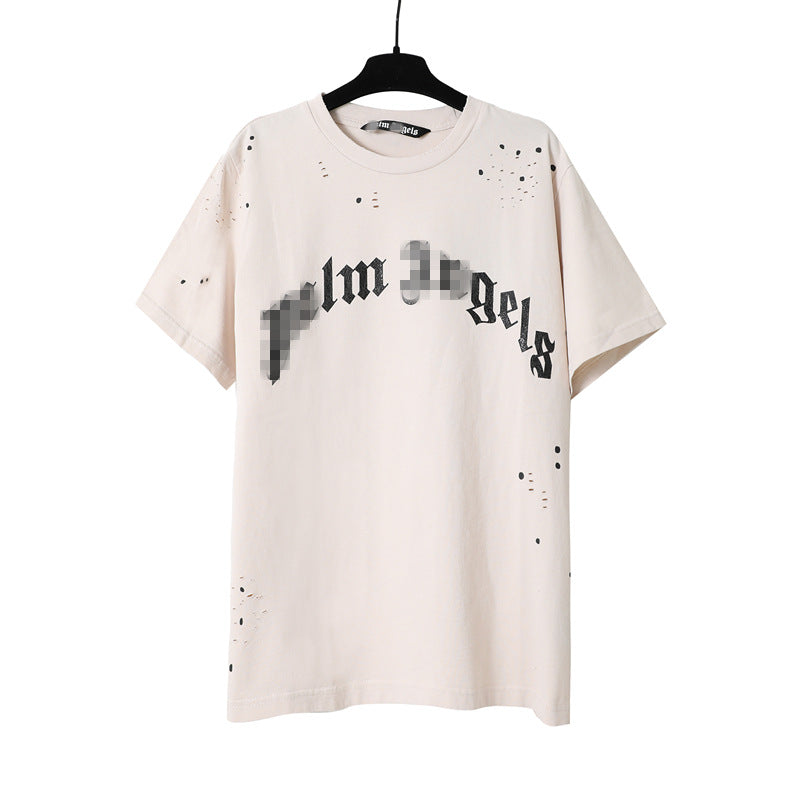 Palm Angle T Shirts Splash Ink Hole Distressed Print