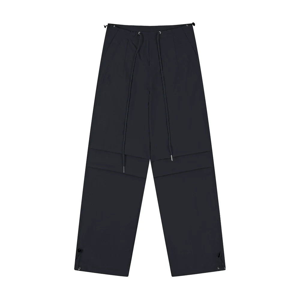Men Sweatpants Pleated Casual Straight Trousers Loose Sports Drawstring Ankle Banded Pants