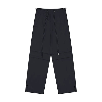 Men Sweatpants Pleated Casual Straight Trousers Loose Sports Drawstring Ankle Banded Pants