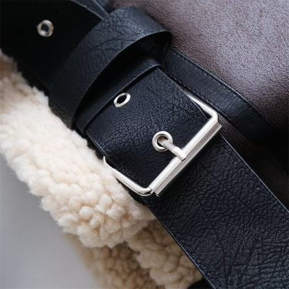Women Cotton Coat Fleece-lined Thickened Imitation Lamb Wool