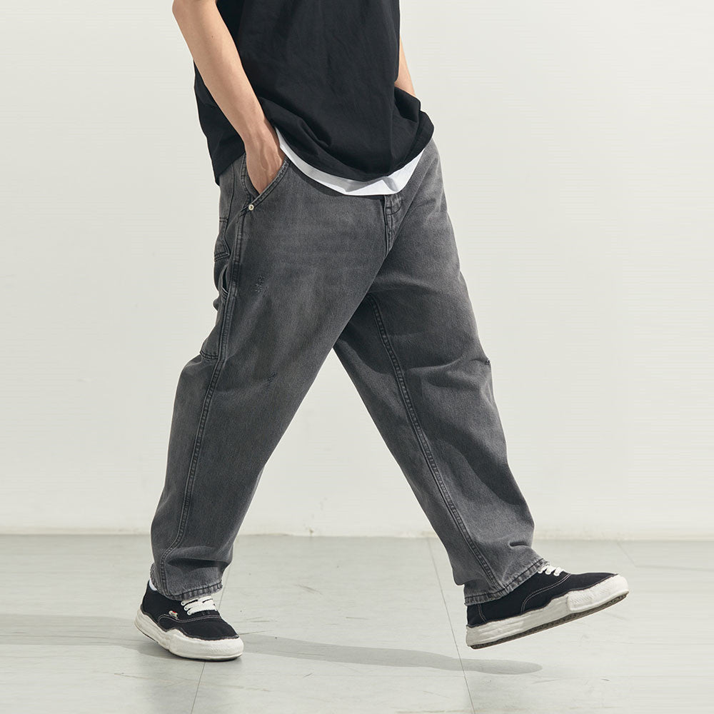 Men Jeans Distressed Worn Jeans Hip Hop Loose Casual