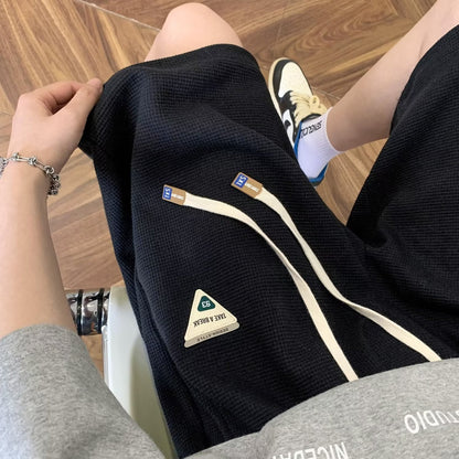 Men Beach Shorts Waffle Summer Loose Leisure Sports