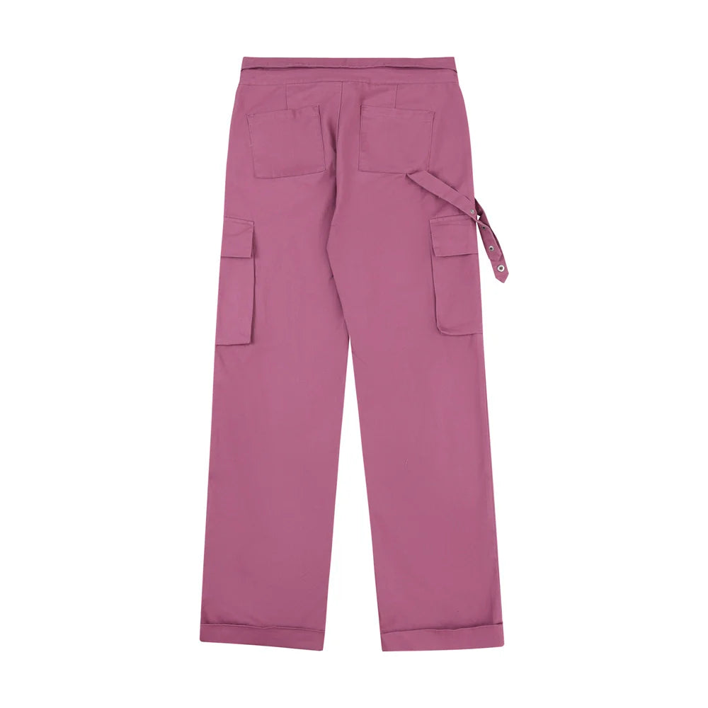 Men Sweatpants Multi-Pocket Loose Wide Leg Straight Long Pants