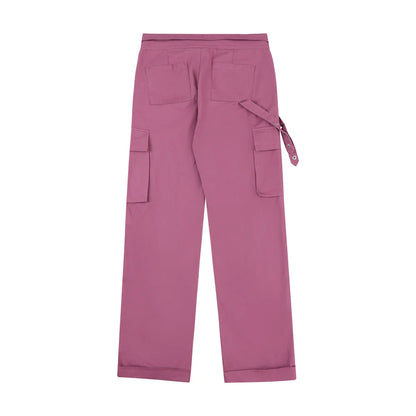 Men Sweatpants Multi-Pocket Loose Wide Leg Straight Long Pants