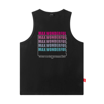 Men Vest Letter Print Vest Loose Summer Hip Hop Oversize Sleeveless T-shirt