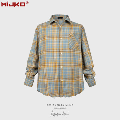 MIJKO Mens Jacket Plaid Jacket Unisex Cityboy