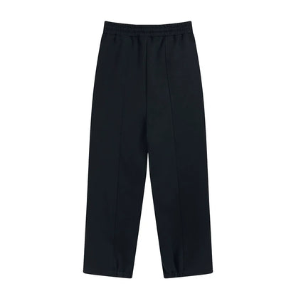 Men Sweatpants Loose Casual Sweatpants Elastic Waist Sports Straight Solid Color Wide Leg Trousers